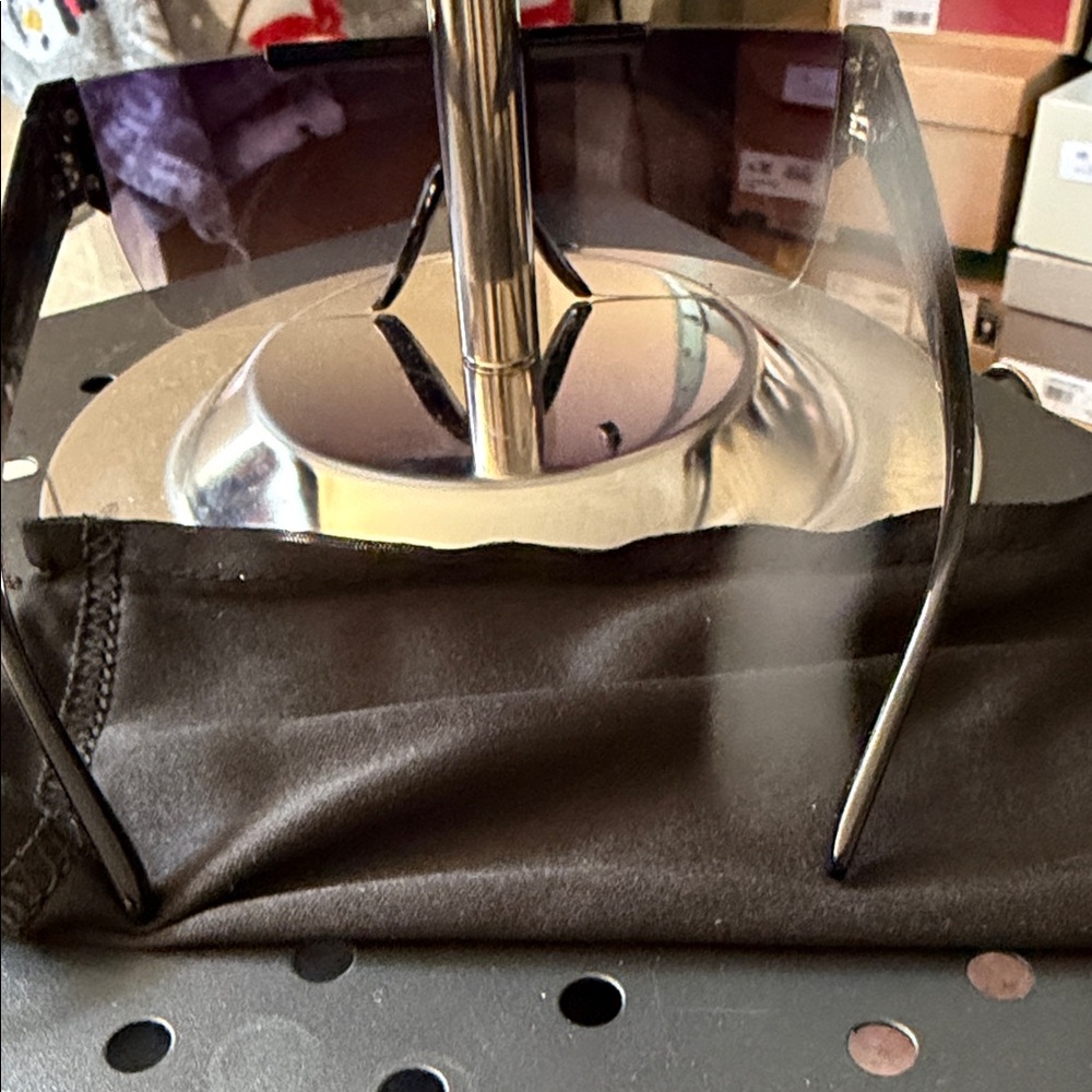 Burberry Black Rimless Shield Sunglasses with Gold Logo - Picture 3 of 5